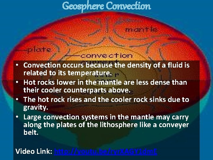 Geosphere Convection • Convection occurs because the density of a fluid is related to