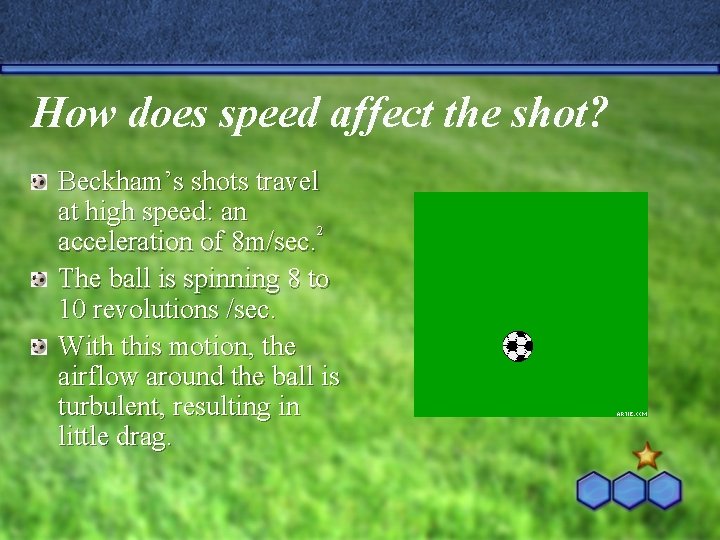 How does speed affect the shot? Beckham’s shots travel at high speed: an 2