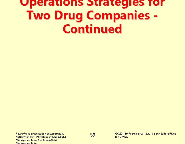Operations Strategies for Two Drug Companies Continued Power. Point presentation to accompany Heizer/Render –