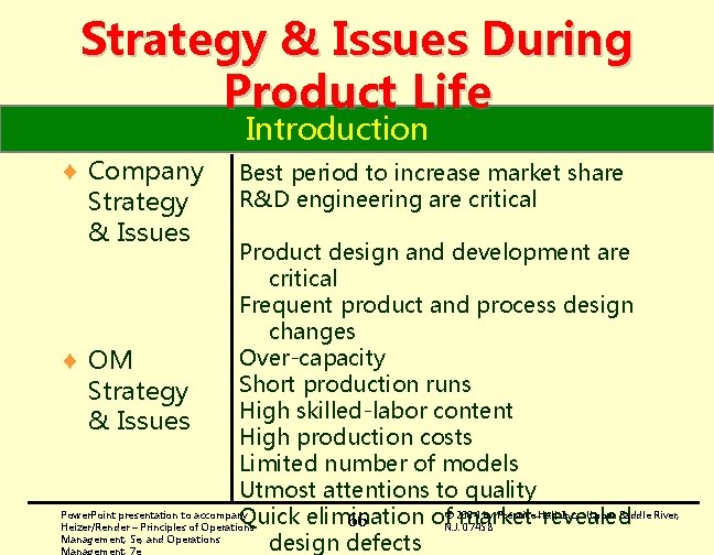 Strategy & Issues During Product Life Introduction ¨ Company Strategy & Issues Best period