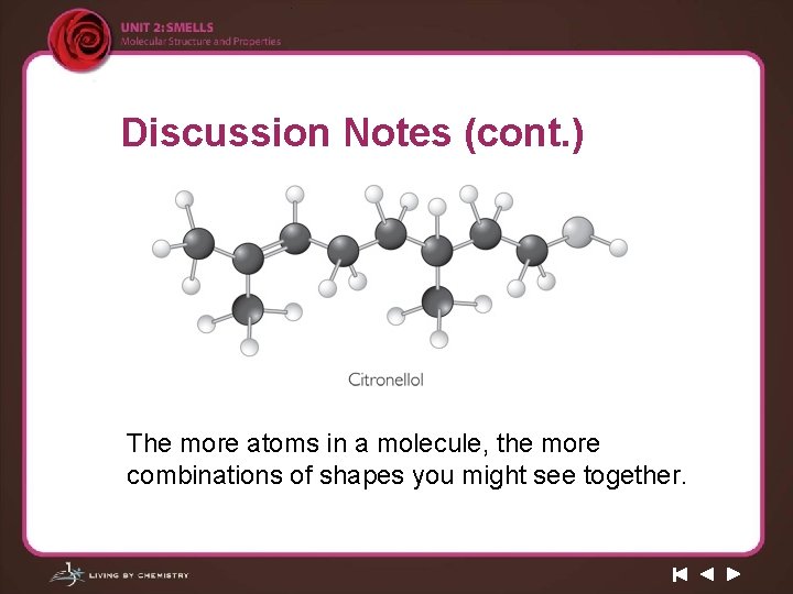 Discussion Notes (cont. ) The more atoms in a molecule, the more combinations of