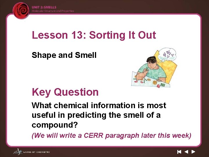 Lesson 13: Sorting It Out Shape and Smell Key Question What chemical information is