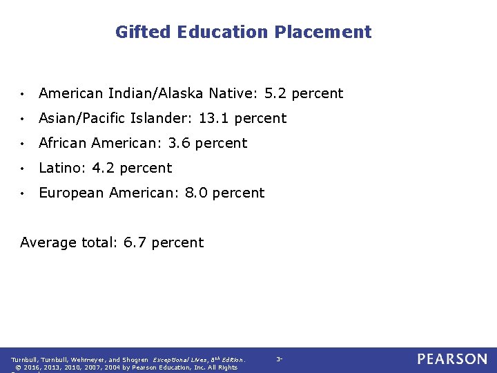 Gifted Education Placement • American Indian/Alaska Native: 5. 2 percent • Asian/Pacific Islander: 13.