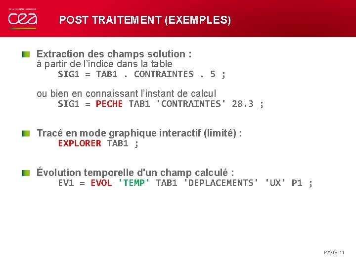 POST TRAITEMENT (EXEMPLES) Extraction des champs solution : à partir de l’indice dans la