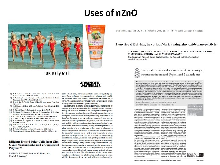 Uses of n. Zn. O UK Daily Mail 