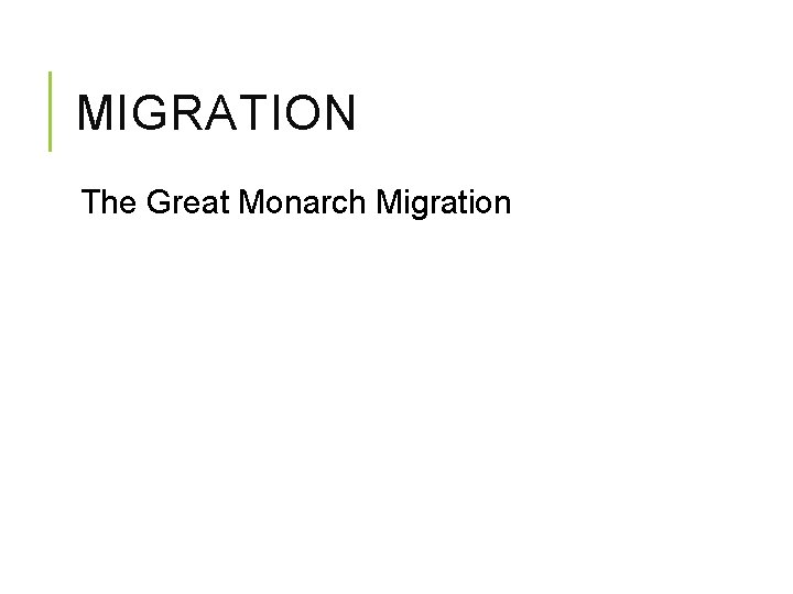 MIGRATION The Great Monarch Migration 
