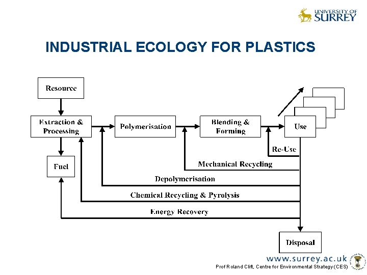 INDUSTRIAL ECOLOGY FOR PLASTICS Prof Roland Clift, Centre for Environmental Strategy (CES) 
