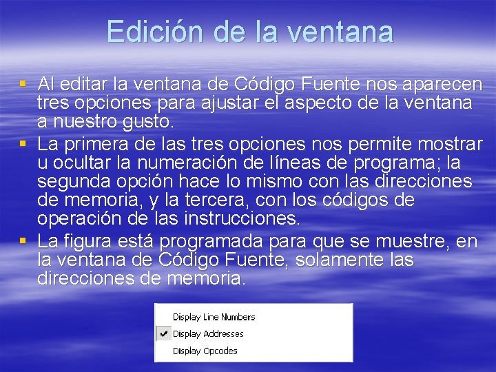 Edición de la ventana § Al editar la ventana de Código Fuente nos aparecen