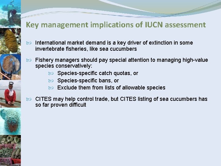 Key management implications of IUCN assessment International market demand is a key driver of