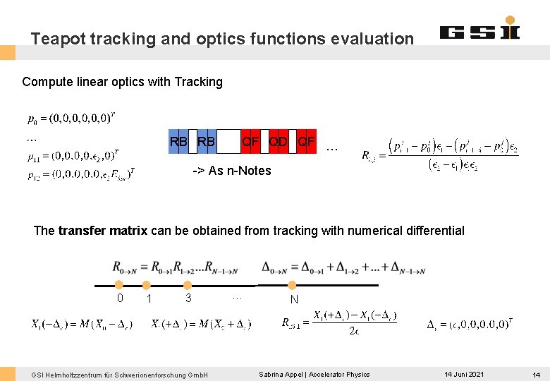 Teapot tracking and optics functions evaluation Compute linear optics with Tracking RB RB QF