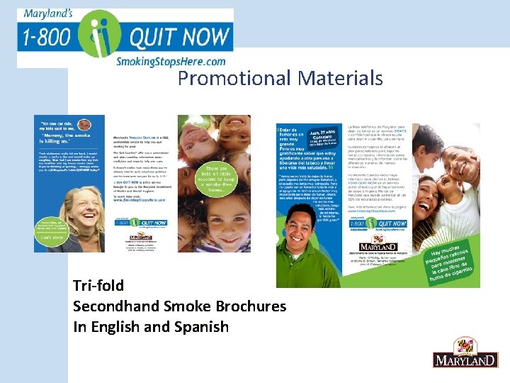 Promotional Materials Tri-fold Secondhand Smoke Brochures In English and Spanish 