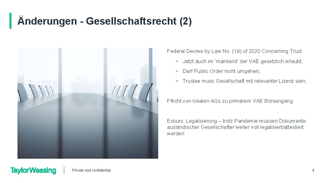 Änderungen - Gesellschaftsrecht (2) Federal Decree by Law No. (19) of 2020 Concerning Trust