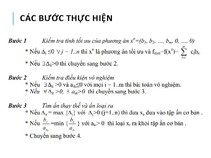 CÁC BƯỚC THỰC HIỆN 