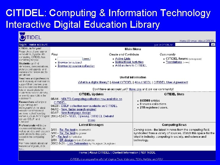 CITIDEL: Computing & Information Technology Interactive Digital Education Library 