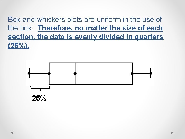 Box-and-whiskers plots are uniform in the use of the box. Therefore, no matter the