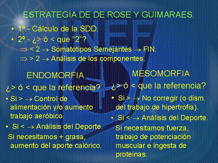 ESTRATEGIA DE DE ROSE Y GUIMARAES. • 1º. - Cálculo de la SDD. •