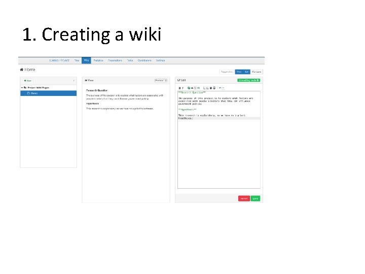 1. Creating a wiki 