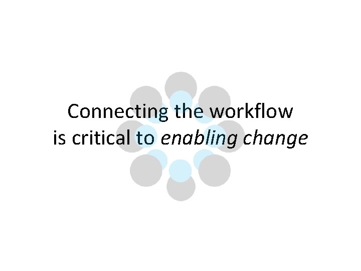 Connecting the workflow is critical to enabling change 