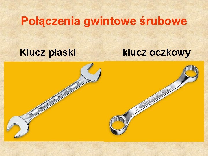 Połączenia gwintowe śrubowe Klucz płaski klucz oczkowy 