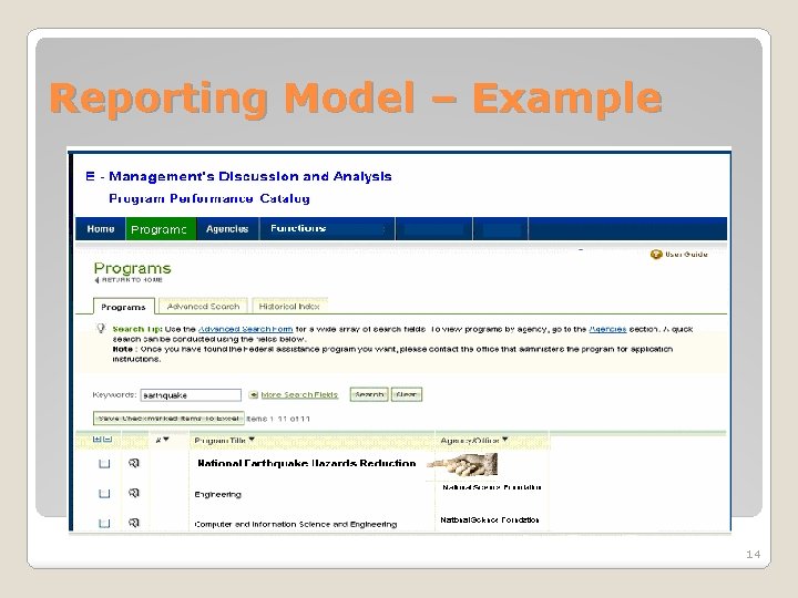 Reporting Model – Example 14 