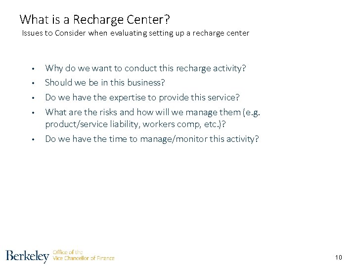 What is a Recharge Center? Issues to Consider when evaluating setting up a recharge