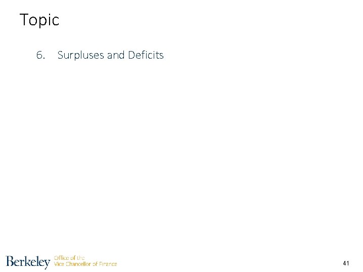 Topic 1. 6. 7. 8. 9. Responsibilities Surpluses and Deficits Self Monitoring Self Certification