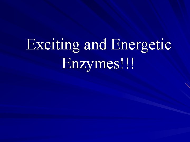 Exciting and Energetic Enzymes!!! 