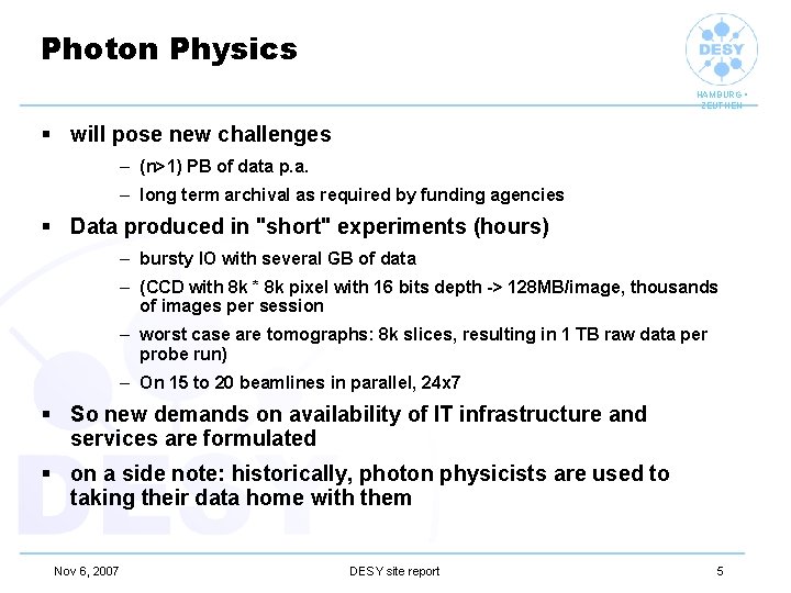 Photon Physics HAMBURG • ZEUTHEN § will pose new challenges – (n>1) PB of