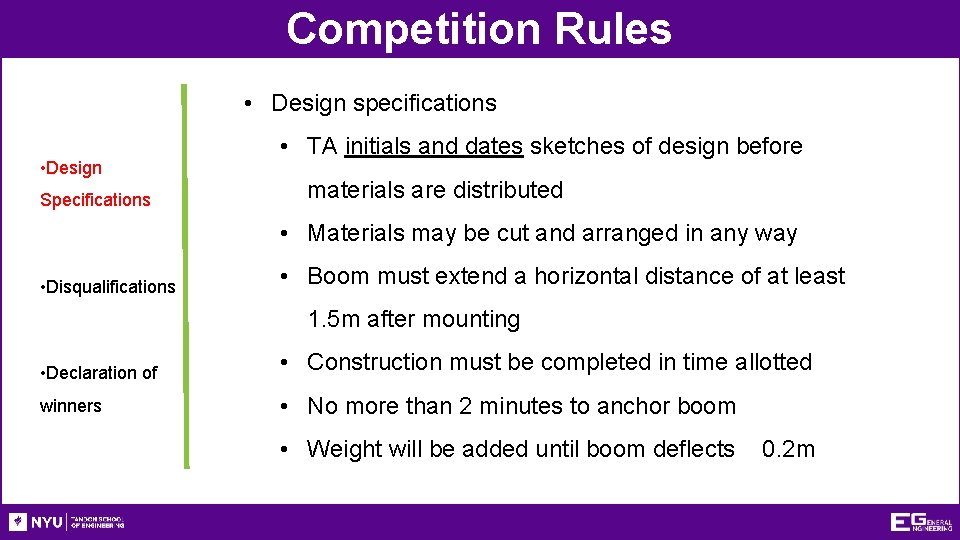 Competition Rules • Design specifications • Design Specifications • TA initials and dates sketches