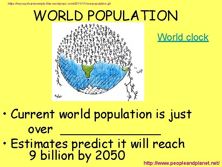 https: //mycupofcareisempty. files. wordpress. com/2011/11/overpopulation. gif WORLD POPULATION World clock • Current world population