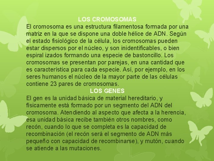 LOS CROMOSOMAS El cromosoma es una estructura filamentosa formada por una matriz en la