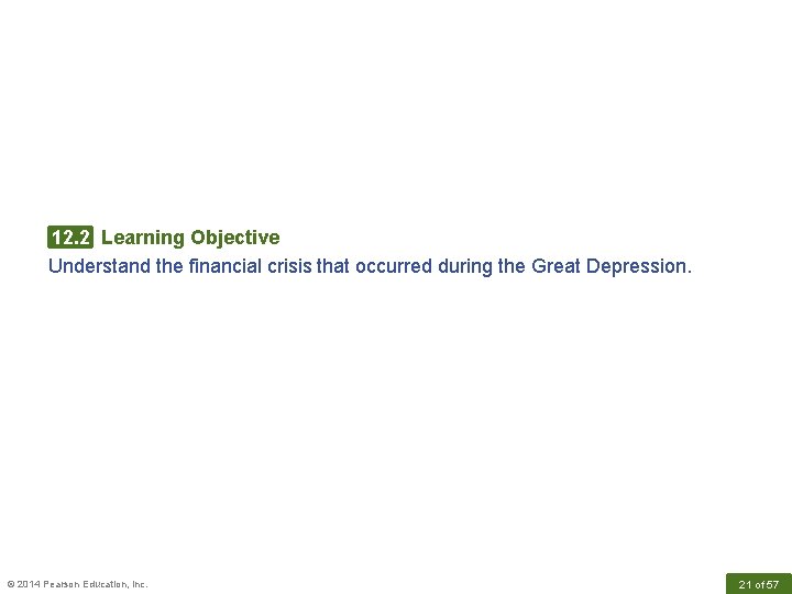 12. 2 Learning Objective Understand the financial crisis that occurred during the Great Depression.
