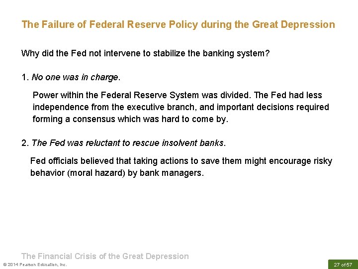 The Failure of Federal Reserve Policy during the Great Depression Why did the Fed