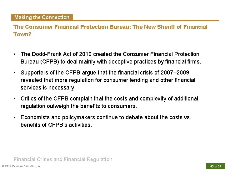 Making the Connection The Consumer Financial Protection Bureau: The New Sheriff of Financial Town?