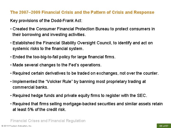 The 2007– 2009 Financial Crisis and the Pattern of Crisis and Response Key provisions