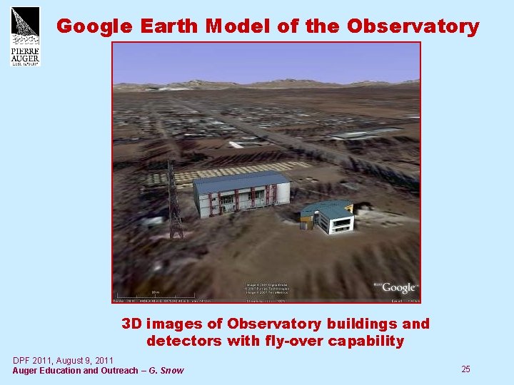 Google Earth Model of the Observatory 3 D images of Observatory buildings and detectors