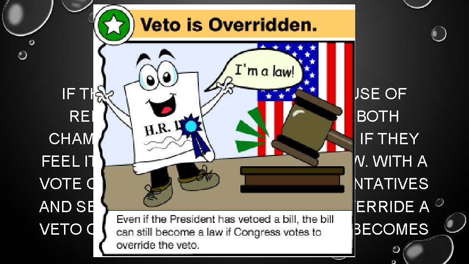 OVERRIDING A VETO IF THE BILL IS SENT BACK TO THE HOUSE OF REPRESENTATIVES