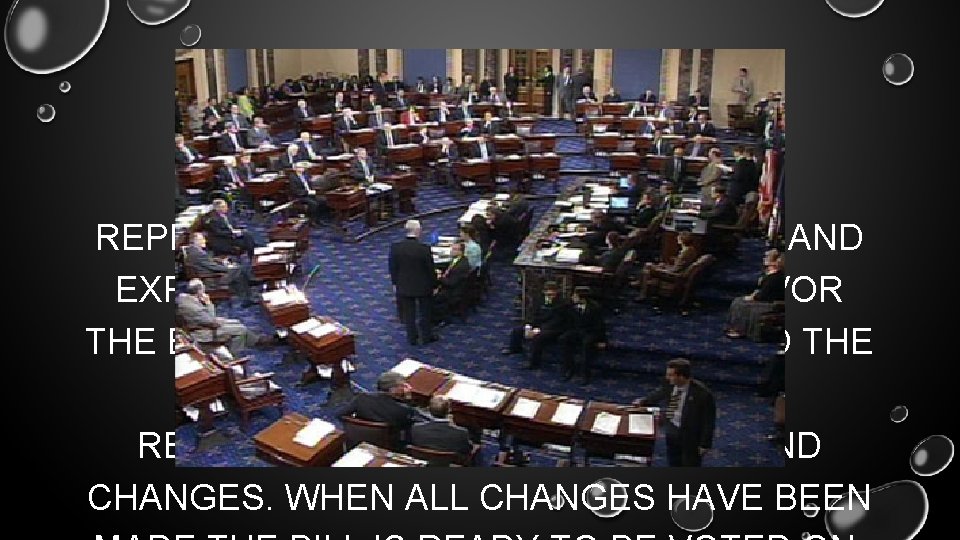 THE BILL IS DEBATED WHEN A BILL IS DEBATED, REPRESENTATIVES DISCUSS THE BILL AND