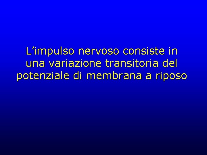 L’impulso nervoso consiste in una variazione transitoria del potenziale di membrana a riposo 