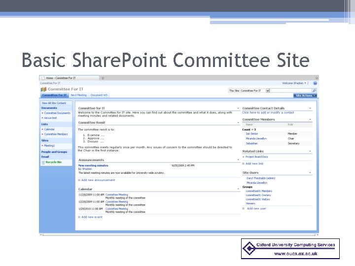Basic Share. Point Committee Site 
