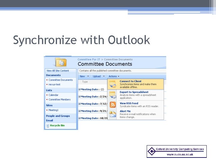 Synchronize with Outlook 