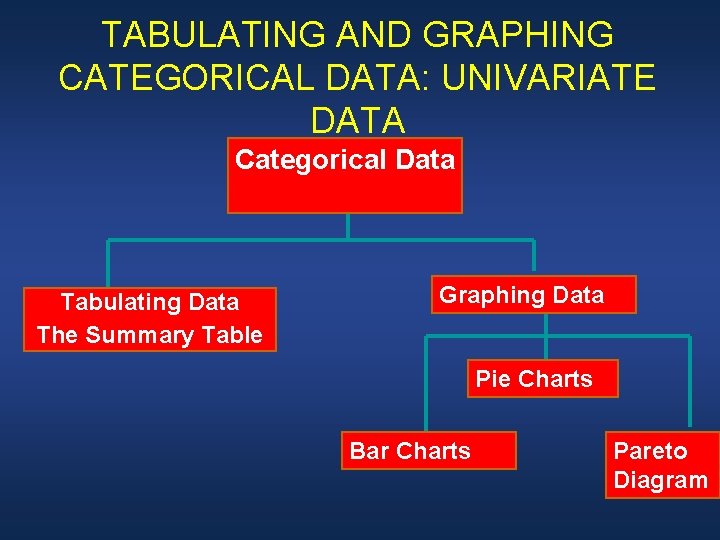 TABULATING AND GRAPHING CATEGORICAL DATA: UNIVARIATE DATA Categorical Data Tabulating Data The Summary Table