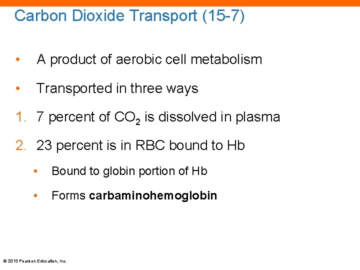 Carbon Dioxide Transport (15 -7) • A product of aerobic cell metabolism • Transported