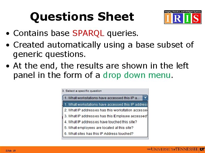 Questions Sheet • Contains base SPARQL queries. • Created automatically using a base subset