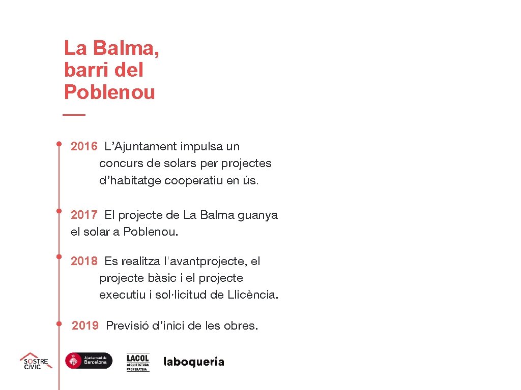 La Balma, barri del Poblenou 2016 L’Ajuntament impulsa un concurs de solars per projectes