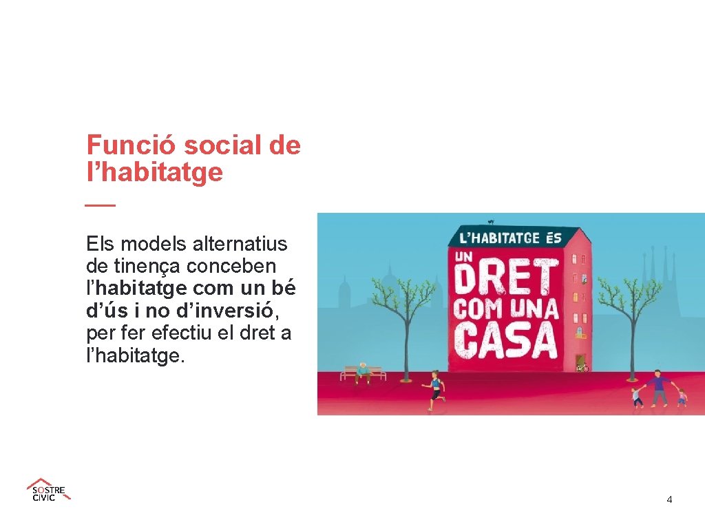 Funció social de l’habitatge Els models alternatius de tinença conceben l’habitatge com un bé