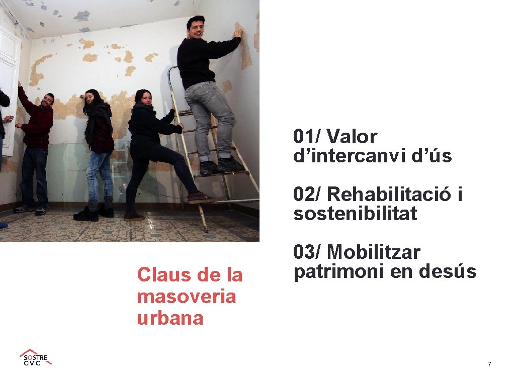 01/ Valor d’intercanvi d’ús 02/ Rehabilitació i sostenibilitat Claus de la masoveria urbana 03/