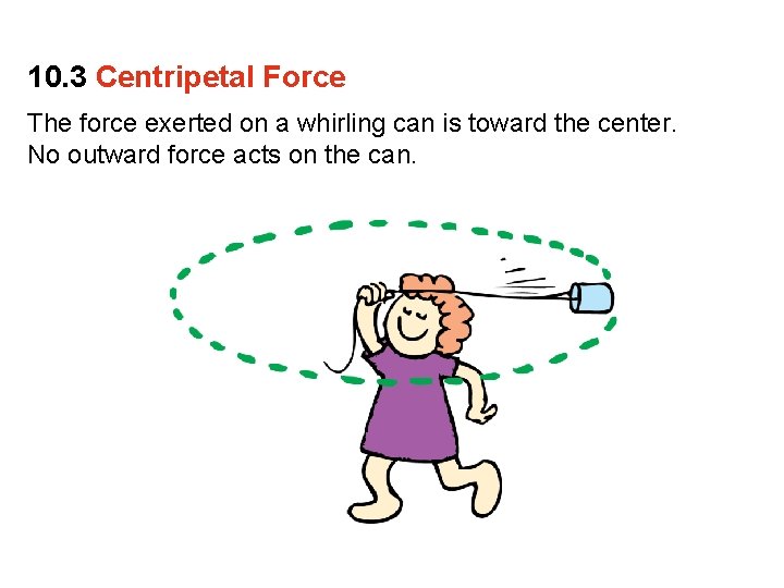 10. 3 Centripetal Force The force exerted on a whirling can is toward the