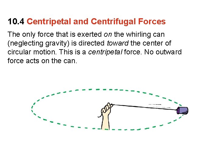 10. 4 Centripetal and Centrifugal Forces The only force that is exerted on the