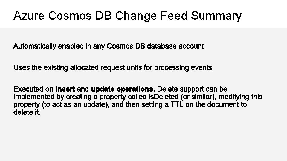 Azure Cosmos DB Change Feed Summary 